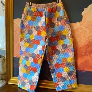 Quilted Patchwork Straight-Leg Pants - Multicolor